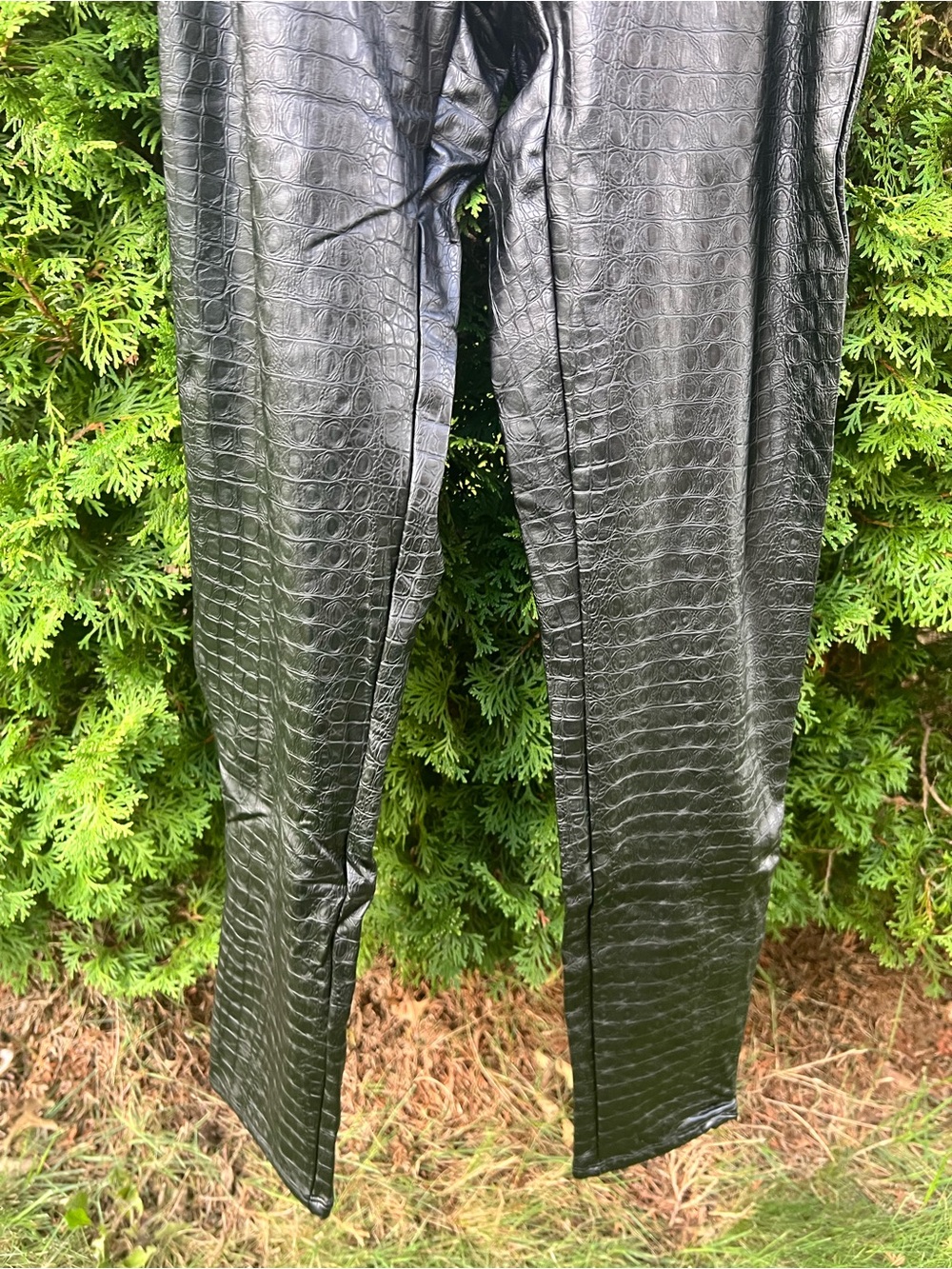Naked Wardrobe Black Faux Croc-Texture Bottoms - Picture 3 of 5